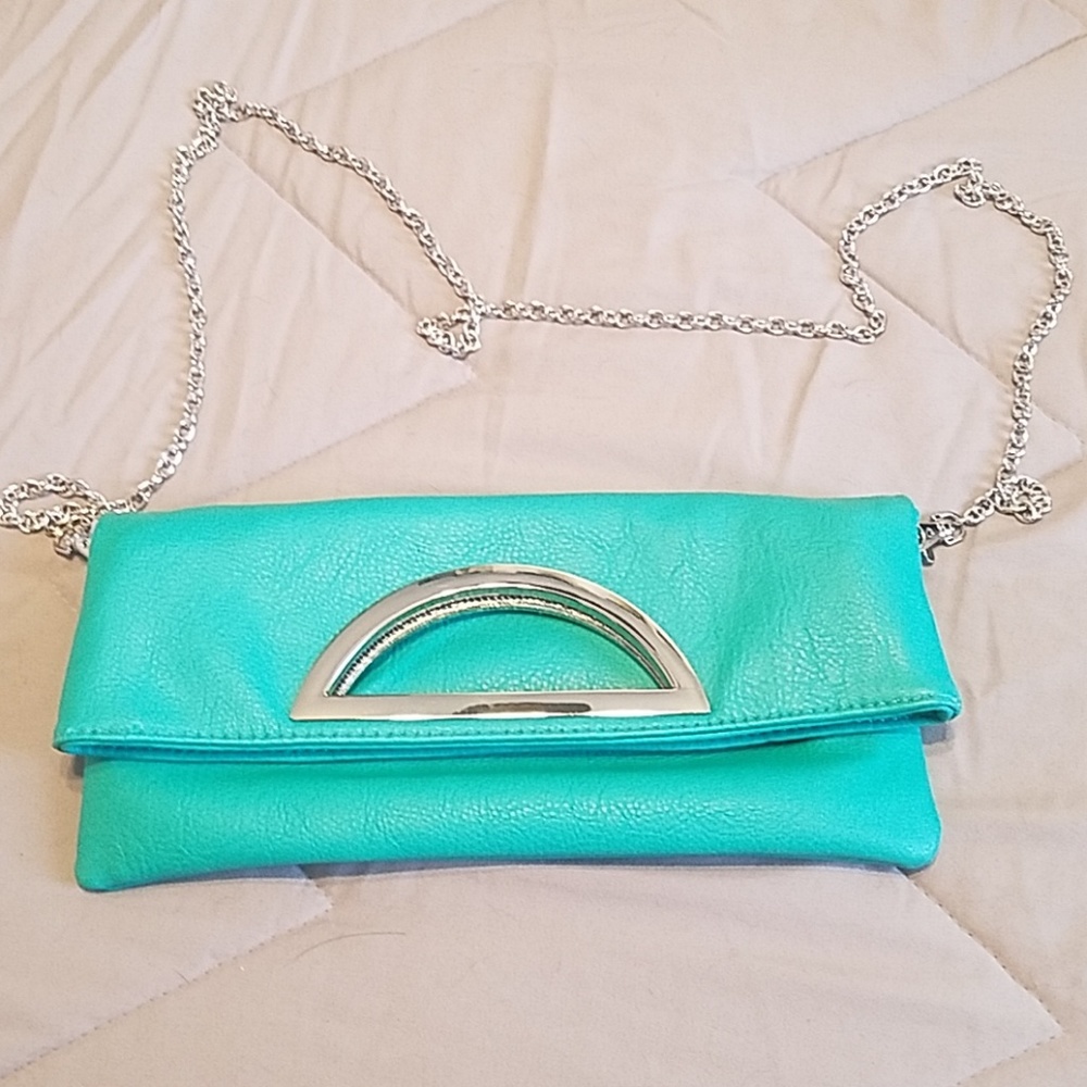 Turquoise envelope clutch